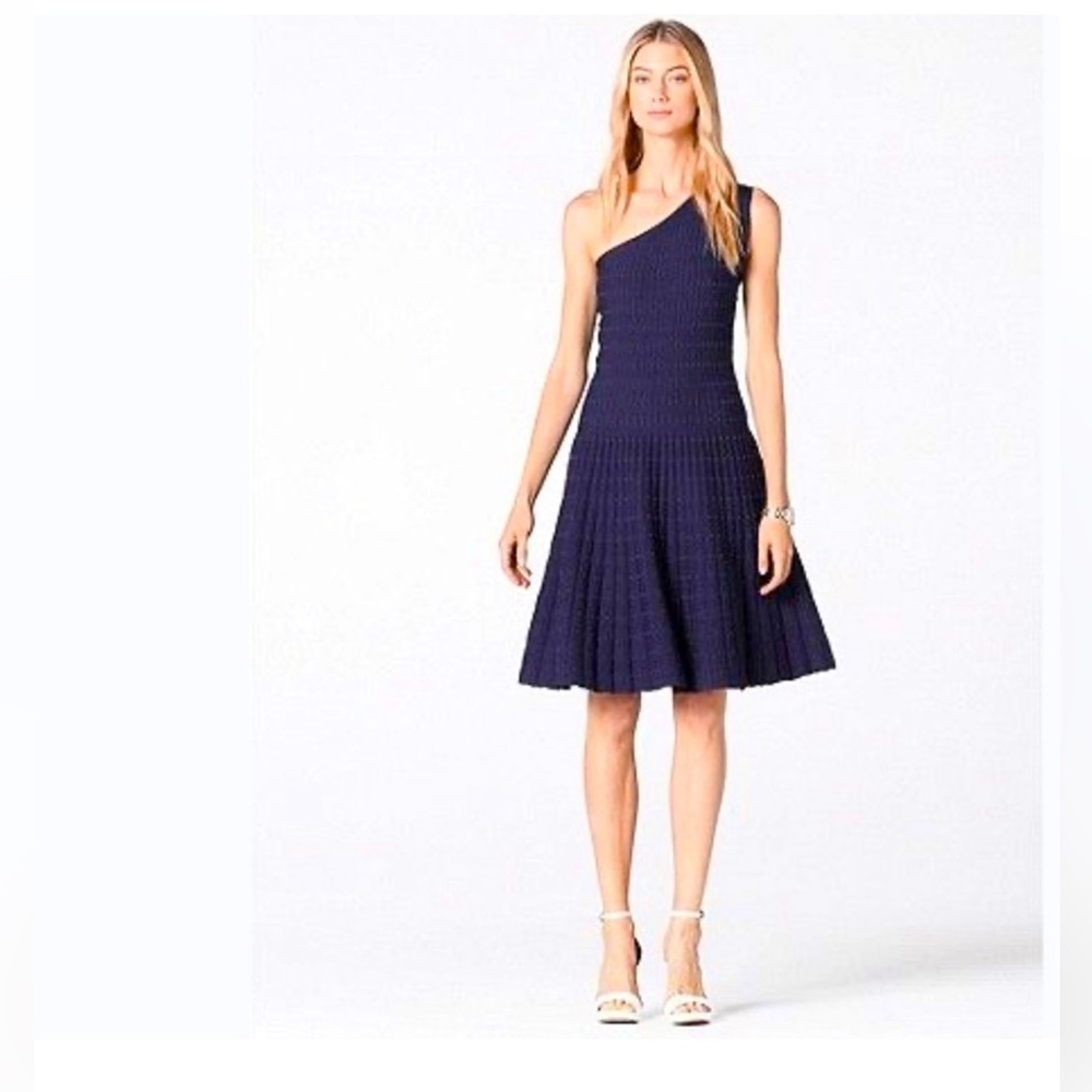 Michael Kors one shoulder knit skater dress